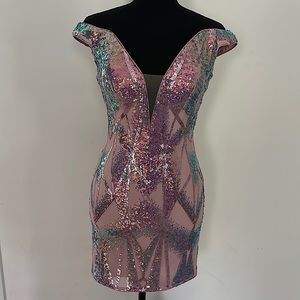 Jovani • altered to size 2 • pink/iridescent sequin • •homecoming • dress